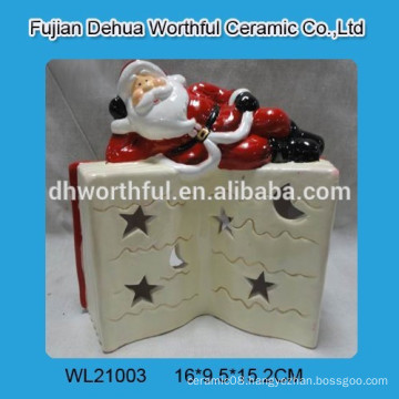 Lovely santa with book ceramic led christmas light